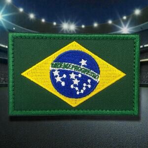 Brazil Flag Hook and Loop Embroidered Patch Badge Tactical 3x2 Brazilian Pride